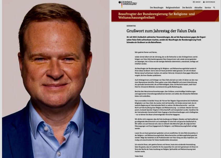 Image for article Germany: Federal Government Commissioner for Freedom of Religion or Belief Issues Statement to Support Falun Gong