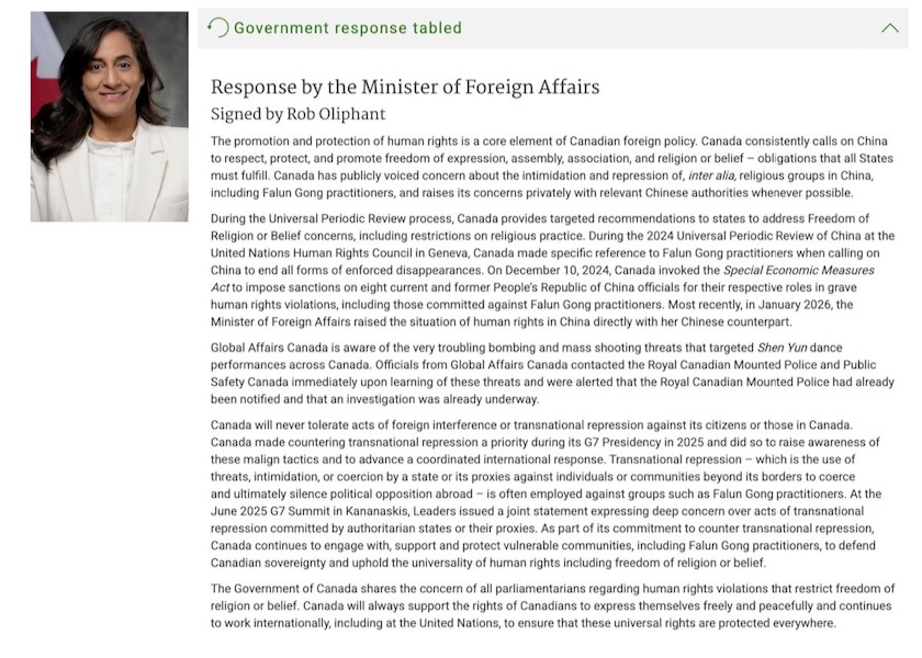 Image for article Global Affairs Canada Is Aware of Threats Targeting Shen Yun and Will Not Tolerate Transnational Repression