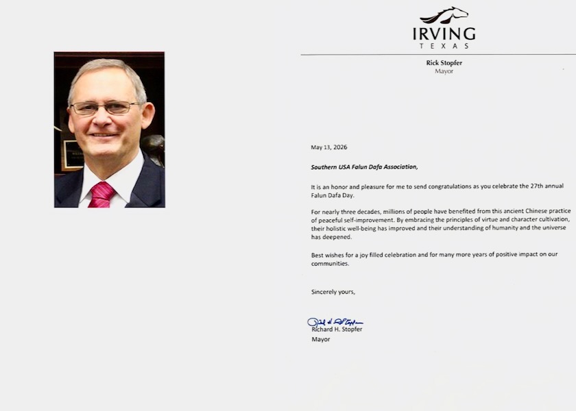 Image for article Mayors in Two Texas Cities Send Greetings to Honor World Falun Dafa Day